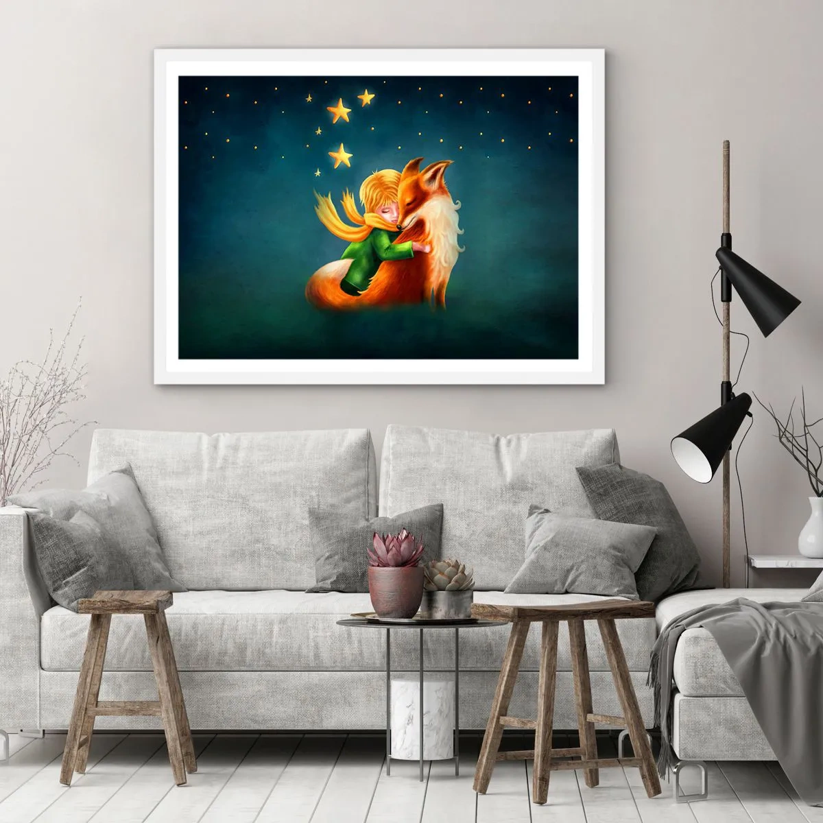 Poster in een witte lijst - Kleine Prins - 40x30 cm