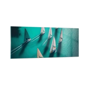 Schilderen op glas - In een wedstrijd met de wind - 100x40 cm