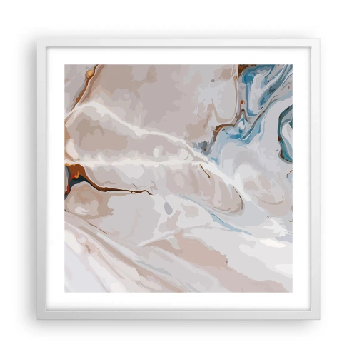 Poster in een witte lijst - Blauw kronkelt onder het wit - 50x50 cm