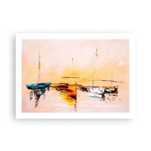 Poster - Avond in de jachthaven - 70x50 cm