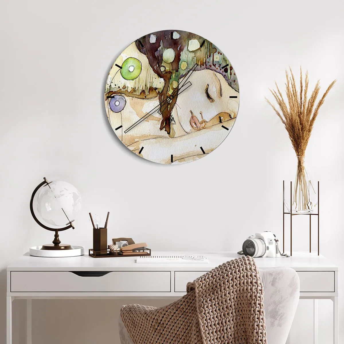 Wandklok - Klok - Een smaragd-violette droom - 40x40 cm