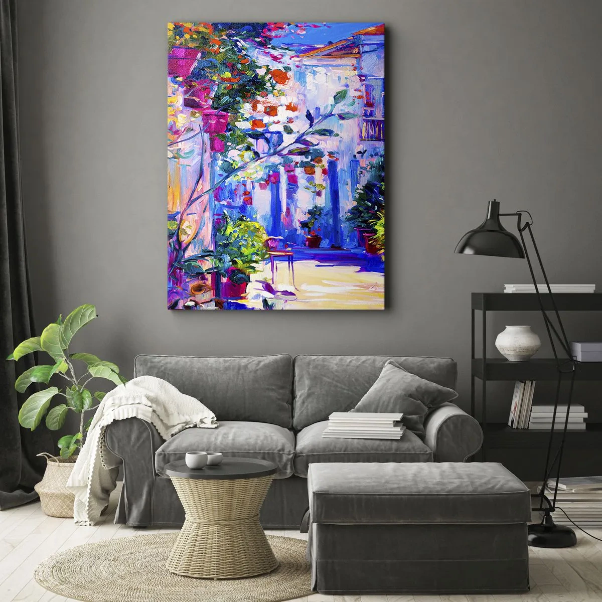 Schilderen op canvas - Impressie - een Italiaanse straat - 55x100 cm