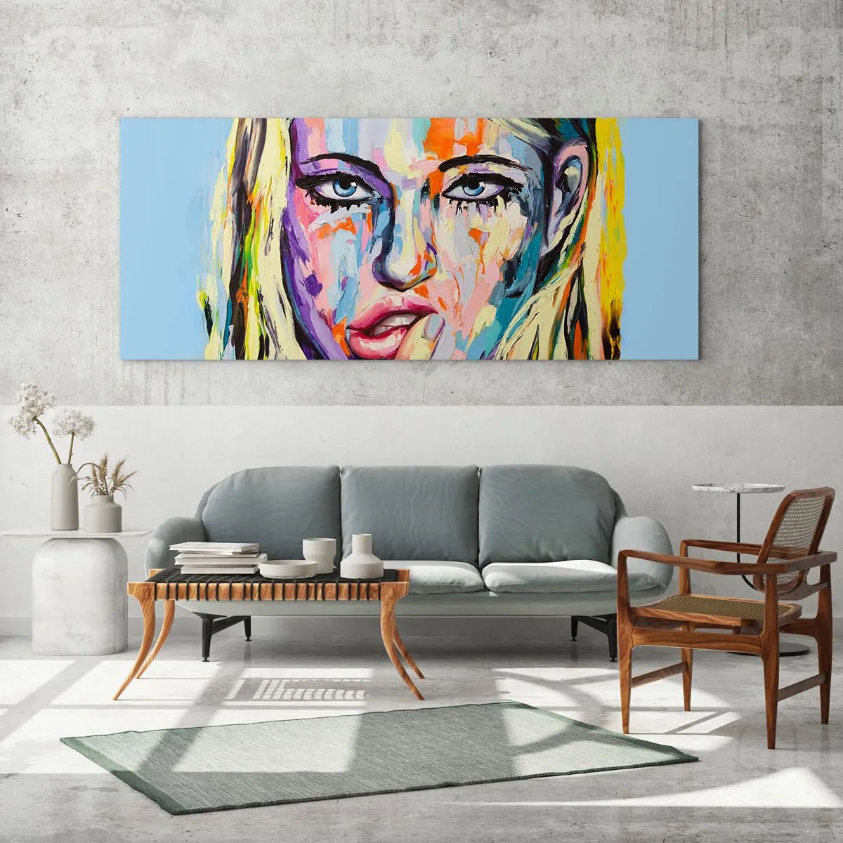 Schilderen op glas - Kijk haar recht in de ogen - 100x40 cm