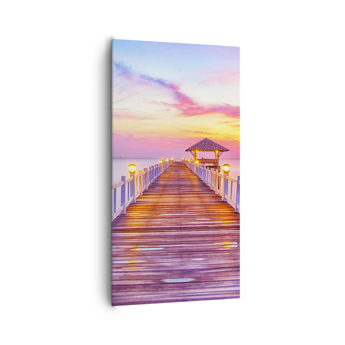 Schilderen op canvas - De lila-gouden stilte van de avond - 65x120 cm