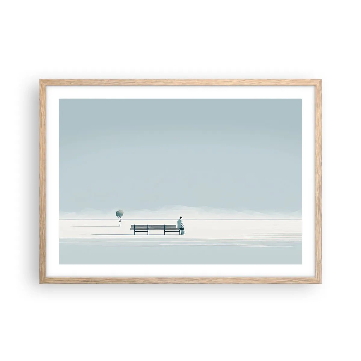 Een poster in een licht eiken lijst - Ja, ik wacht. - 70x50 cm