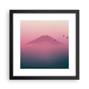 Poster in een zwarte lijst - Wandelaars boven de wolken - 30x30 cm
