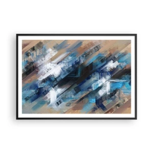 Poster in een zwarte lijst - Op een blauwe diagonaal - 100x70 cm
