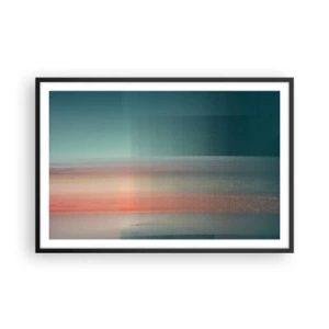 Poster in een zwarte lijst - Abstractie: golven van licht - 91x61 cm