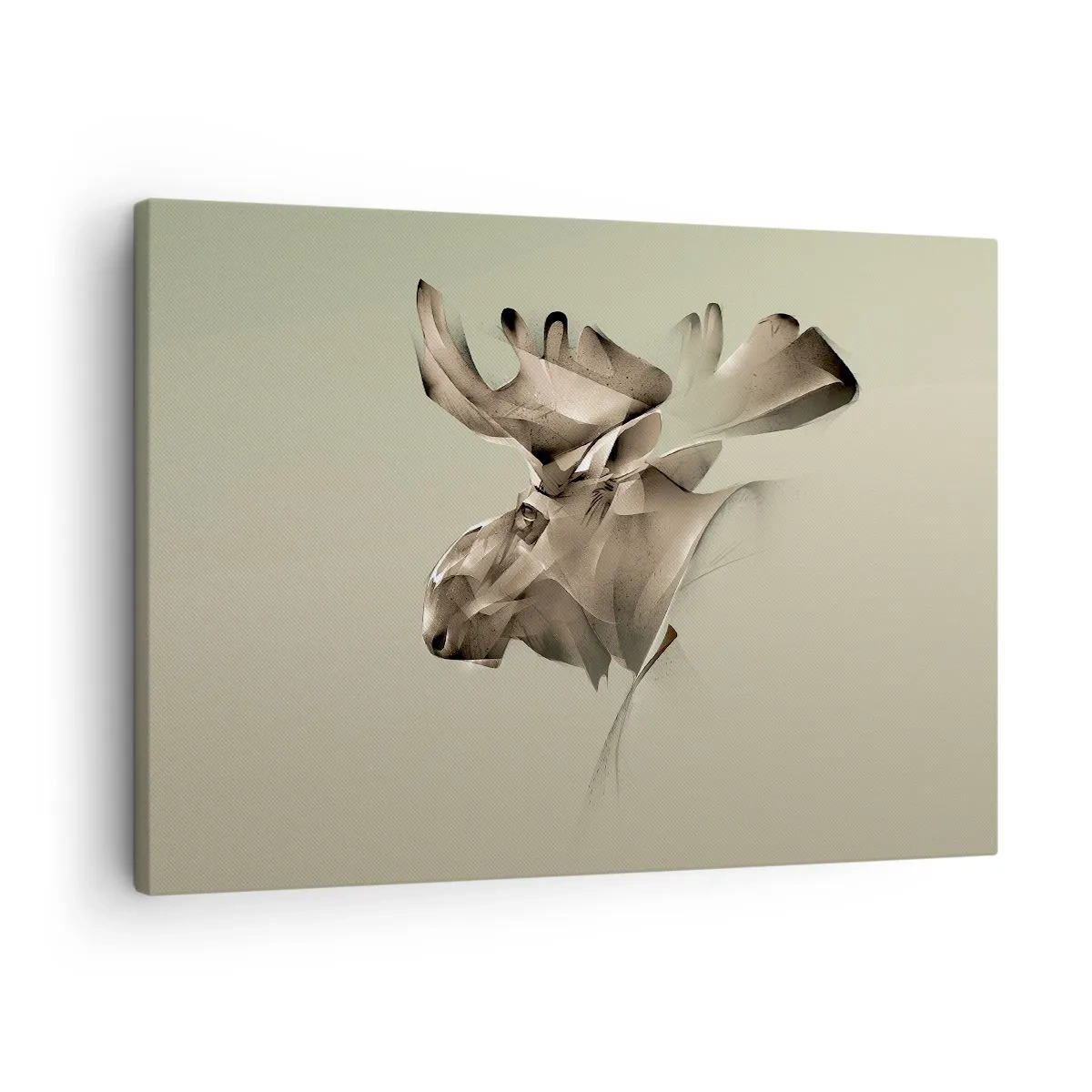 Schilderen op canvas - Een abstract beeld van een eland op een minimalistische achtergrond - 70x50cm - De zachte kracht van vrede - Moderne wanddecoratie voor woonkamer en slaapkamer ARTTOR