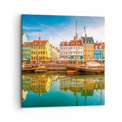 Schilderen op canvas - Over het water zo glad als een spiegel - 70x70 cm