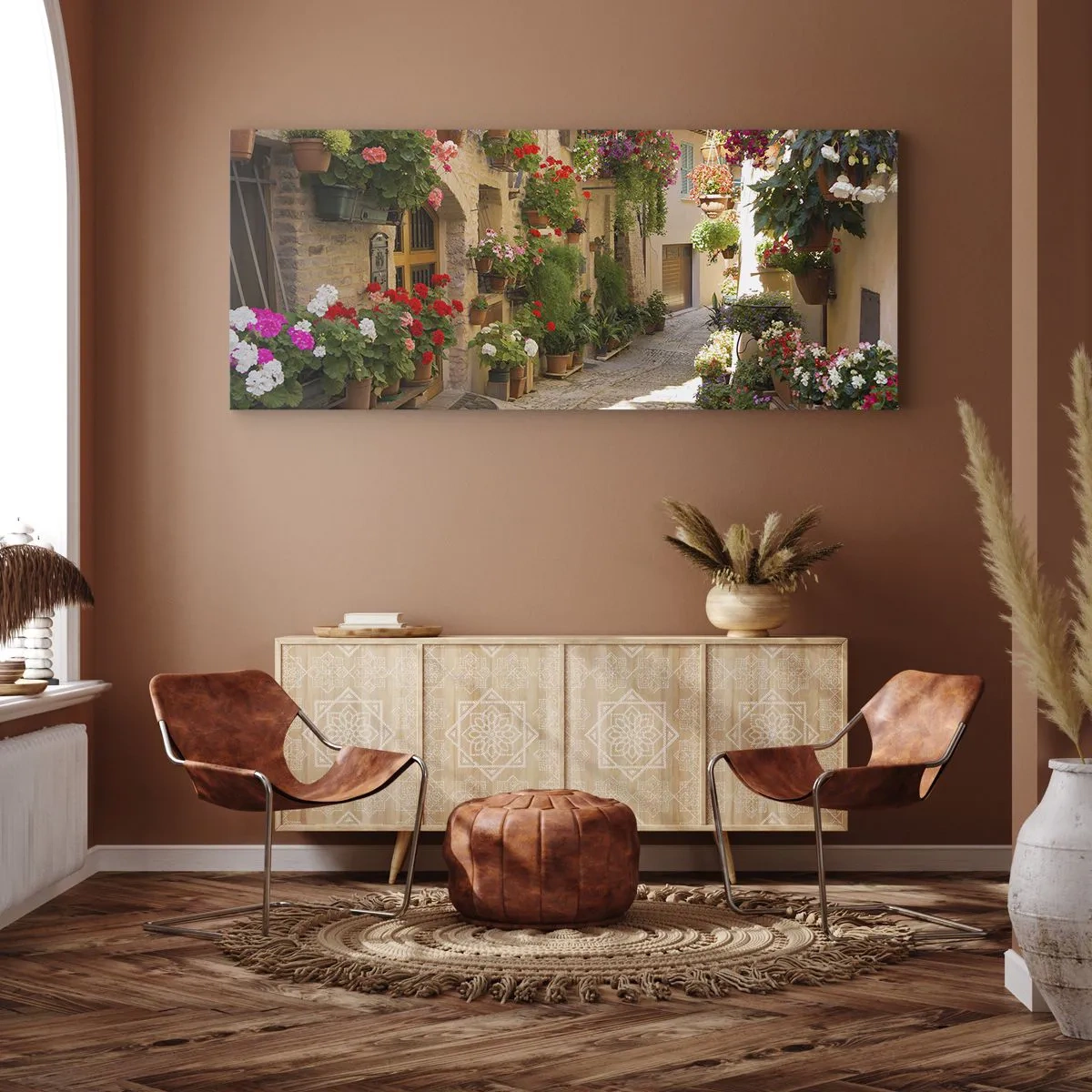 Schilderen op canvas - In de vloed van bloemen - 100x40 cm