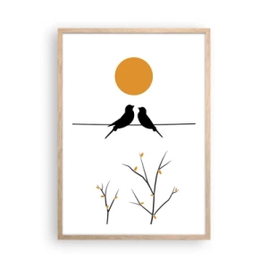 Een poster in een licht eiken lijst - Nachtegalen avond - 50x70 cm