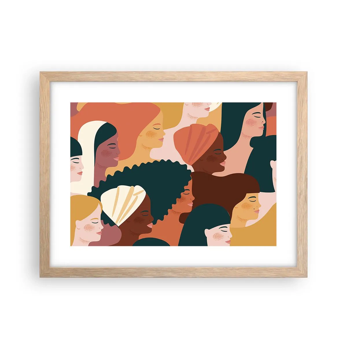 Een poster in een licht eiken lijst - Alleen vrouwelijkheid - 40x30 cm