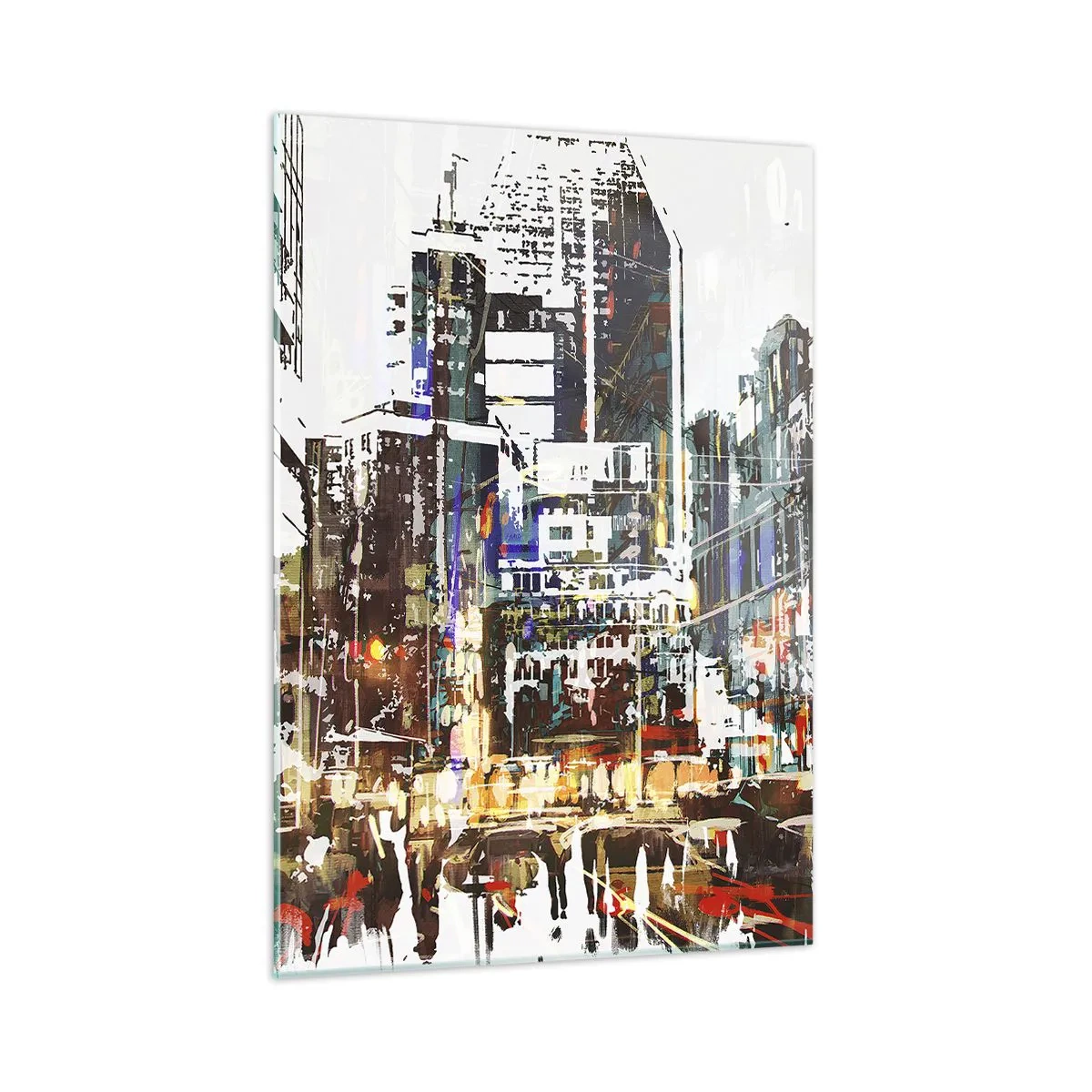 Schilderen op glas - Een glinsterende stad - 50x70 cm