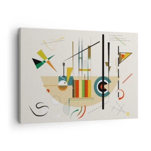 Schilderen op canvas - Kleurrijke abstractie met geometrische vormen - 70x50cm - En de wereld lacht - Moderne wanddecoratie voor woonkamer en slaapkamer ARTTOR