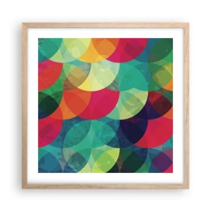 Een poster in een licht eiken lijst - Beklimming naar de regenboog - 50x50 cm