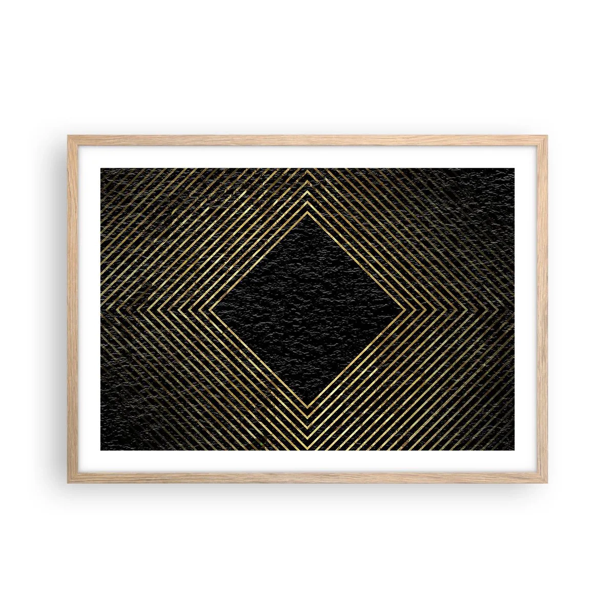 Een poster in een licht eiken lijst - Geometrie in glamoureuze stijl - 70x50 cm
