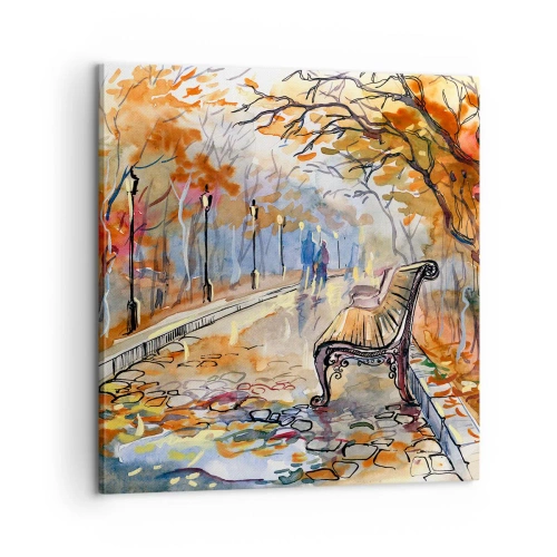 Schilderen op canvas - Samen wandelen in de herfst - 60x60 cm