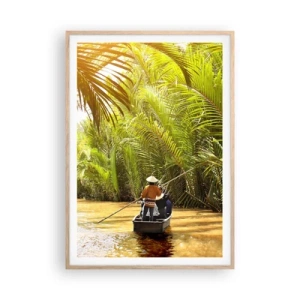 Een poster in een licht eiken lijst - Een palmravijn langs - 70x100 cm