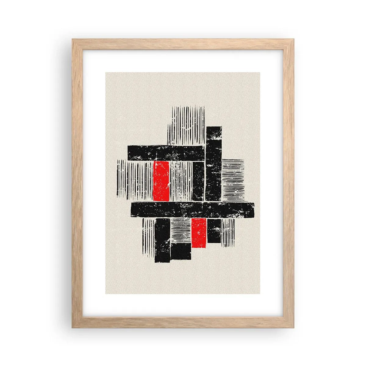 Een poster in een licht eiken lijst - Rood en zwart - 30x40 cm