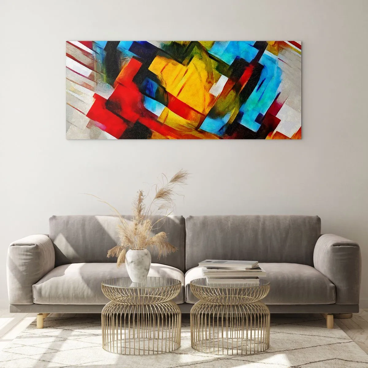 Schilderen op glas - Een veelkleurig lagen koekje - 100x40 cm