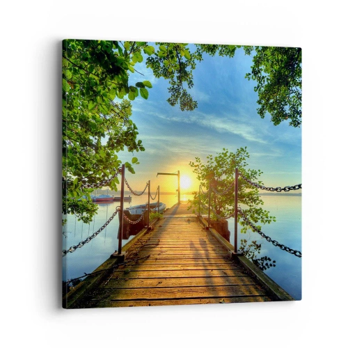 Schilderen op canvas - Zonsondergang boven het water - 40x40 cm