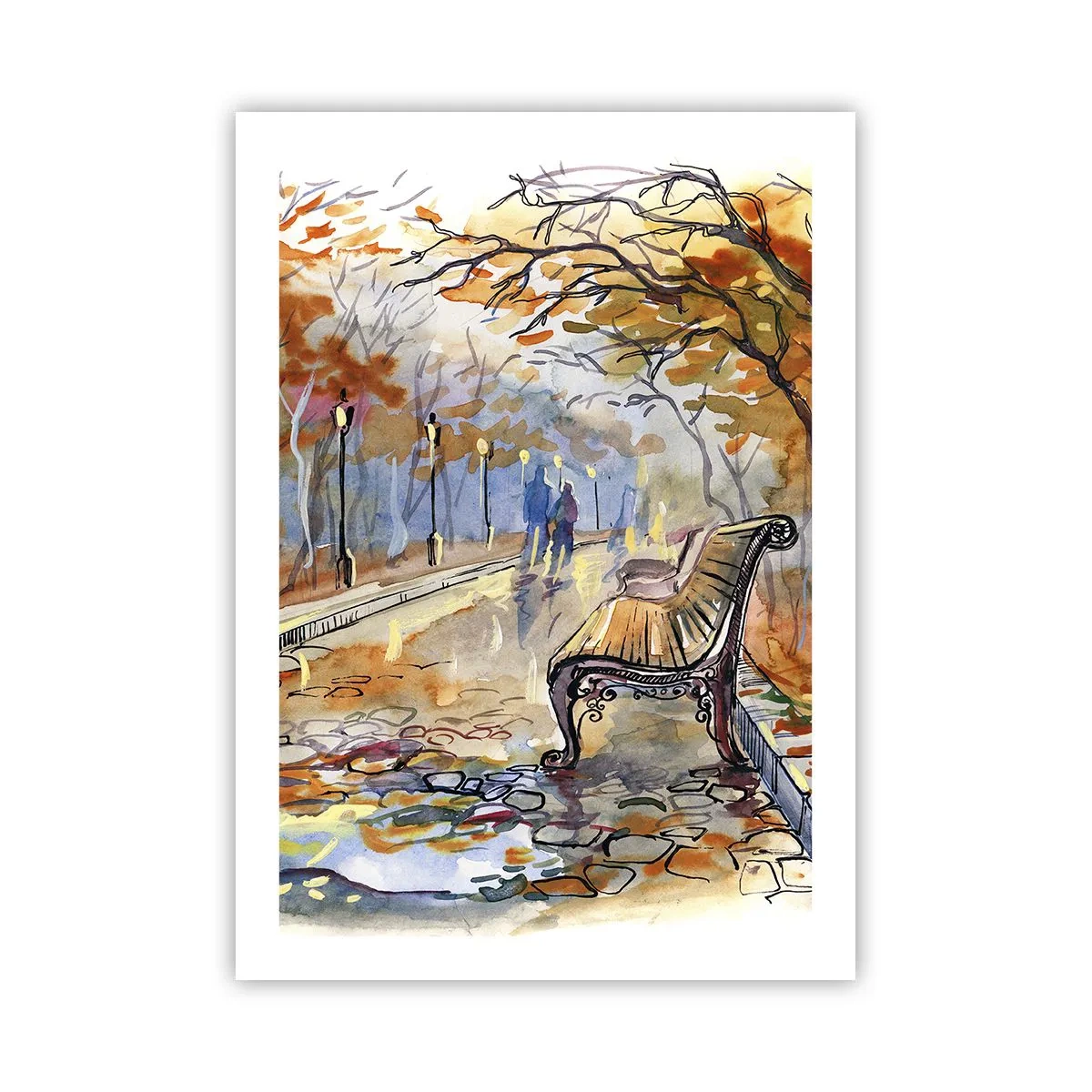 Poster - Samen wandelen in de herfst - 50x70 cm