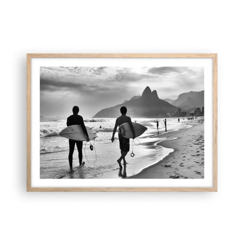 Een poster in een licht eiken lijst - Enkele golf samba - 70x50 cm