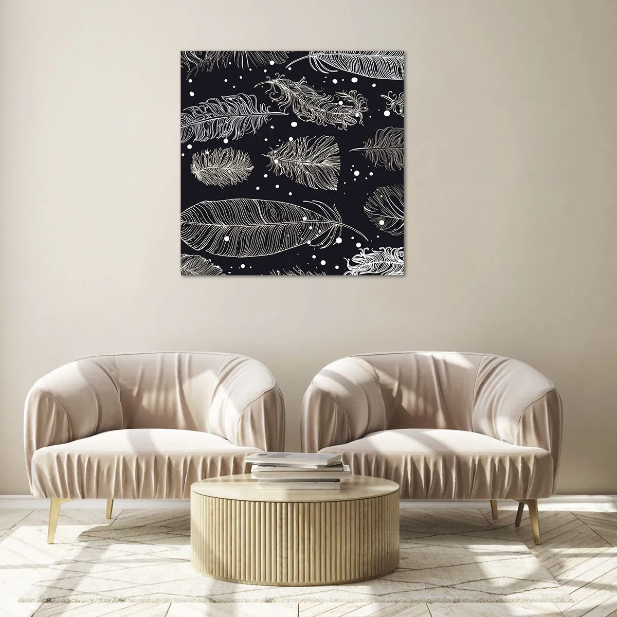 Schilderen op glas - Gevederde kant - 50x50 cm