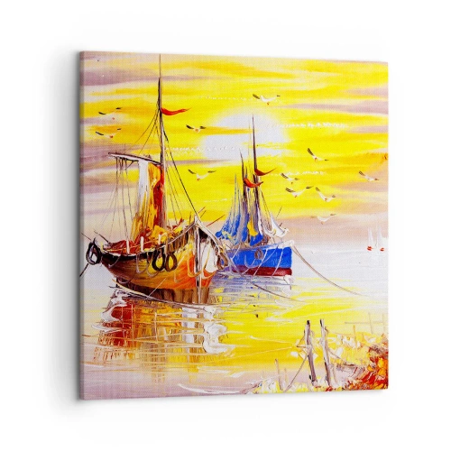 Schilderen op canvas - Een welverdiende rust in de haven - 50x50 cm