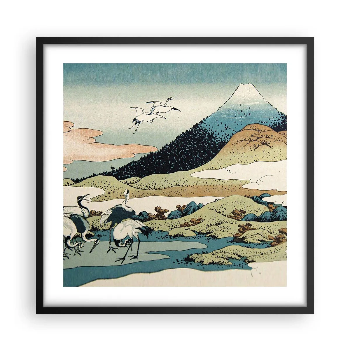 Poster in een zwarte lijst - In de Japanse geest - 50x50 cm