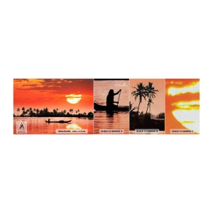 Fotobehang Monster Premium Sand - De rust van de tropen bij zonsondergang - Landschap, Indië, Zonsondergang - 100x30 cm