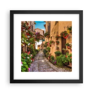 Poster in een zwarte lijst - Italiaans zijstraatje - 30x30 cm