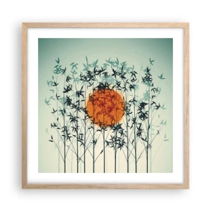 Een poster in een licht eiken lijst - Japanse zon - 50x50 cm