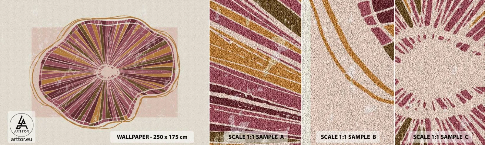 Fotobehang Staaltje Standard Eco - Stralende abstractie - Boho, Minimalisme, Abstractie - 100x30 cm