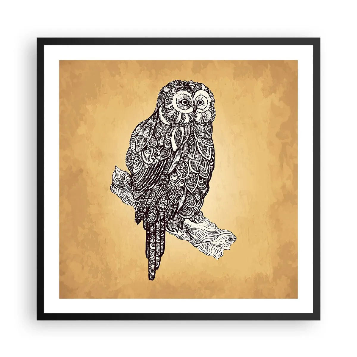 Poster in een zwarte lijst - Ingewikkelde ornamenten van wijsheid - 60x60 cm