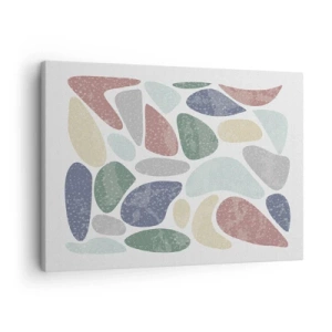 Schilderen op canvas - Kleurrijke organische vormen op een witte achtergrond - 70x50cm - Een mozaïek van poederkleuren - Moderne wanddecoratie voor woonkamer en slaapkamer ARTTOR