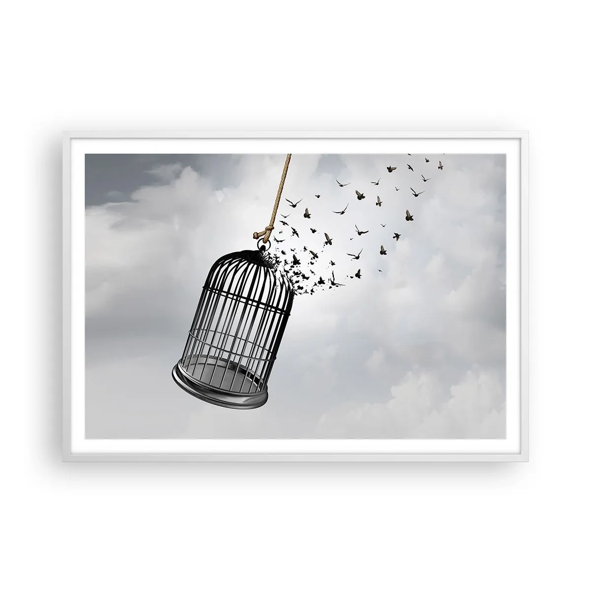 Poster in een witte lijst - Geloof ... Hoop ... Vrijheid! - 100x70 cm