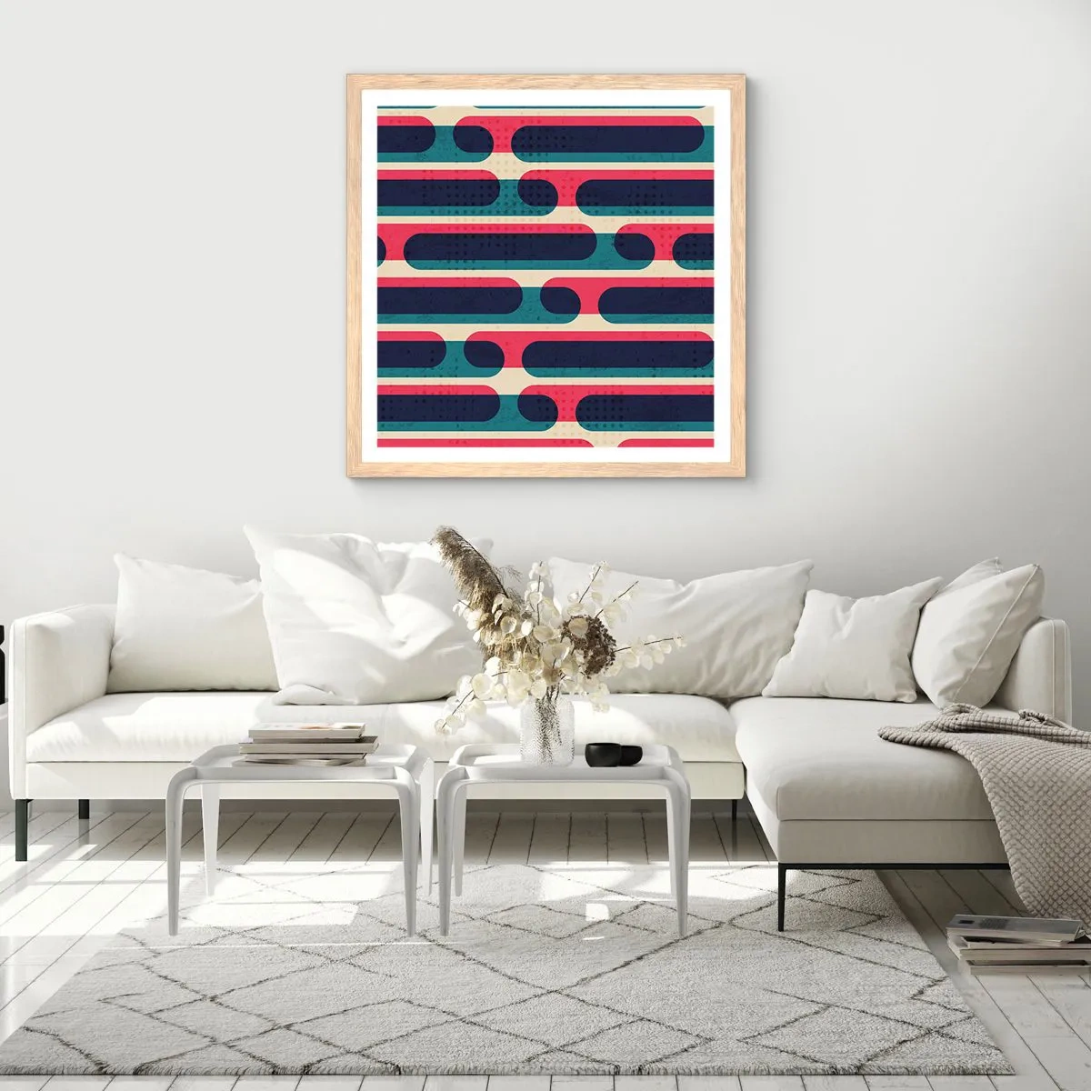 Een poster in een licht eiken lijst - In de diepte en vooruit - 40x40 cm