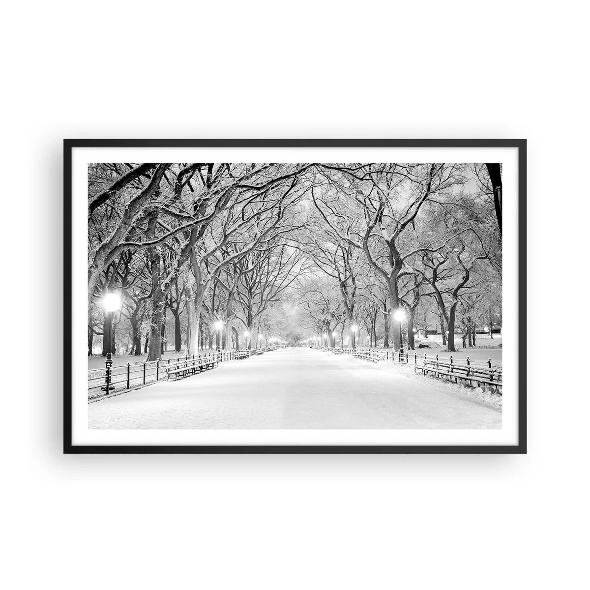 Poster in een zwarte lijst - Vier seizoenen - winter - 91x61 cm