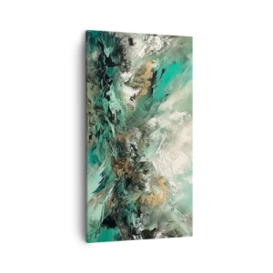 Schilderen op canvas - Emerald en zwarte branding - 45x80 cm