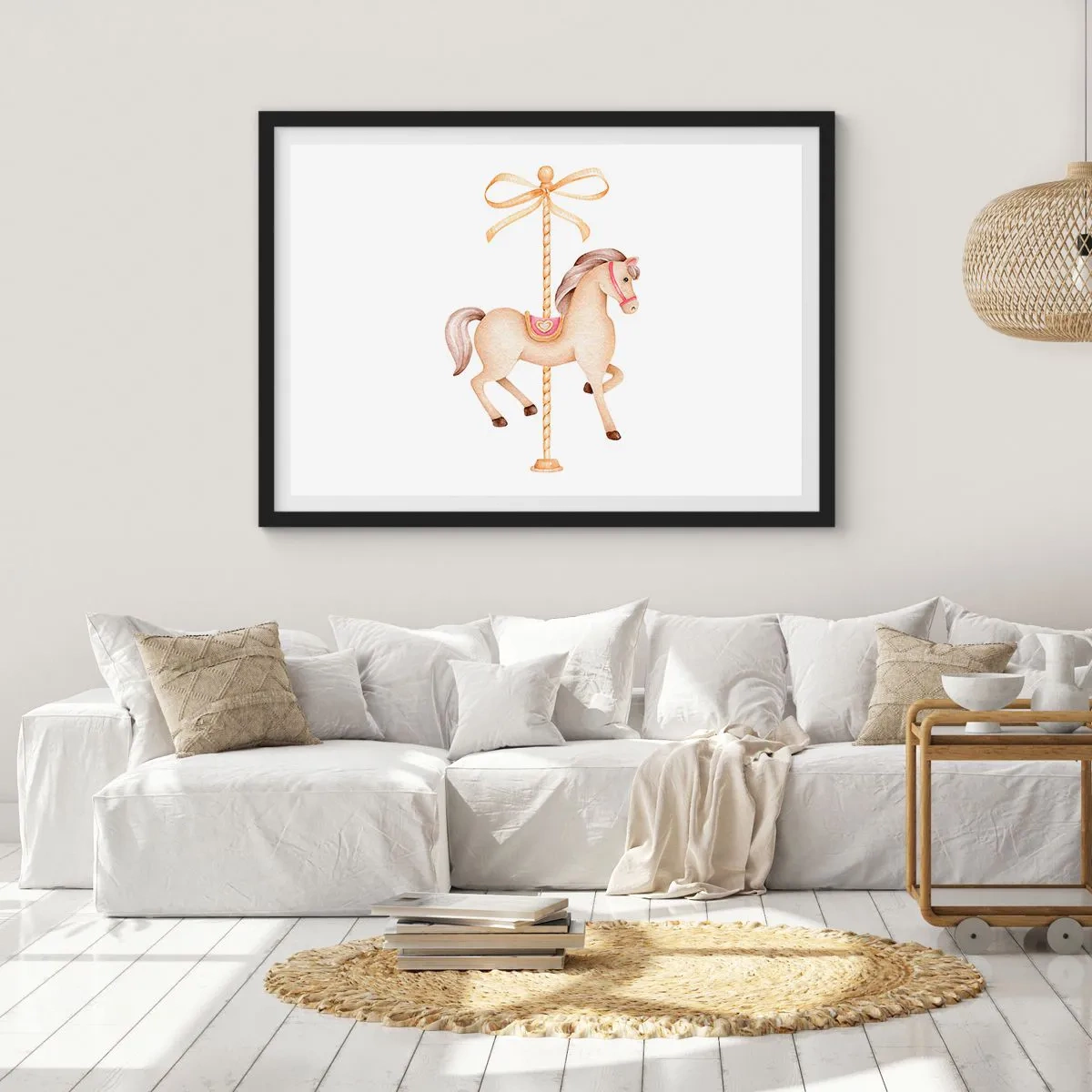 Poster in een zwarte lijst - Een sierlijke draf - 70x50 cm