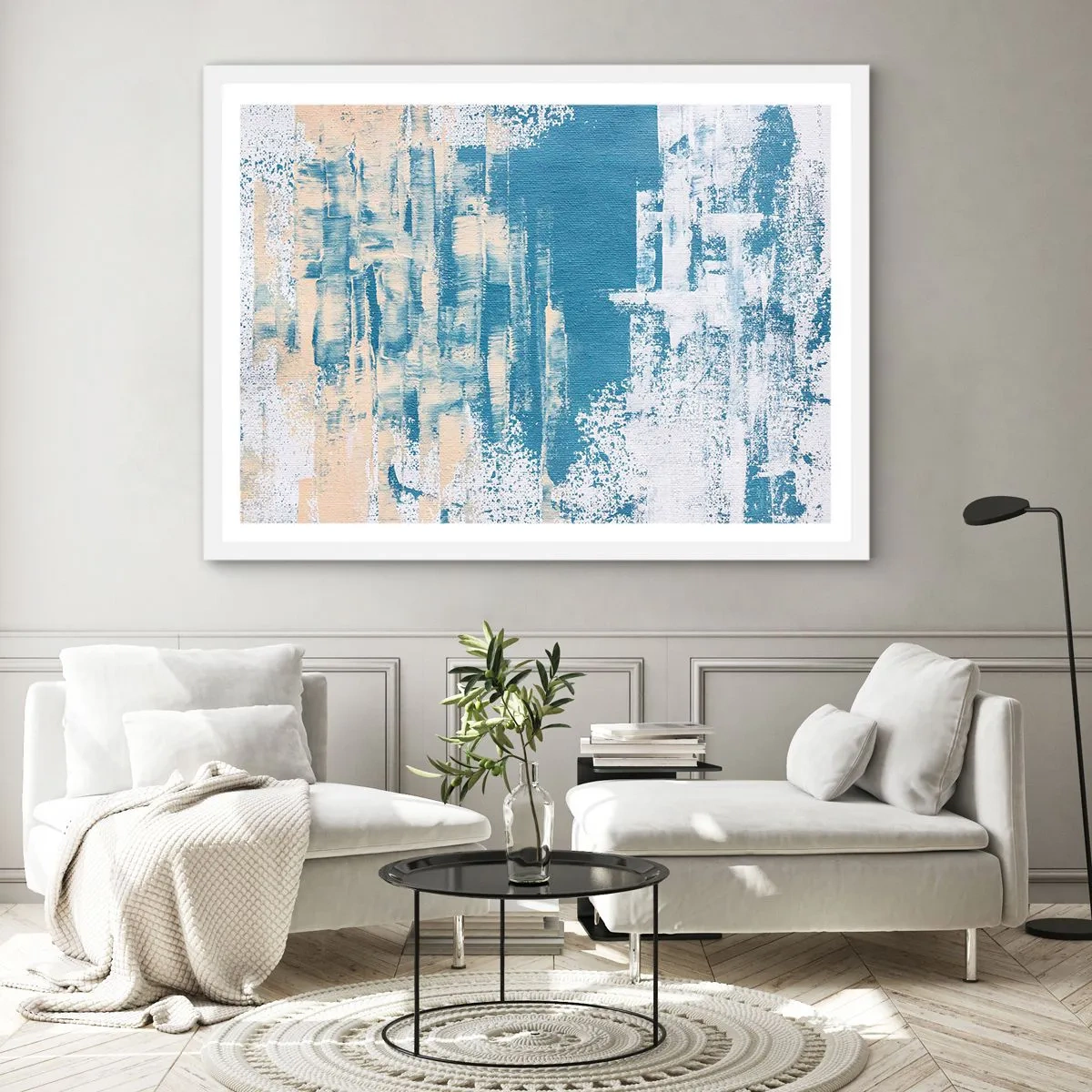 Poster in een witte lijst - Door een ijspegel - 50x40 cm