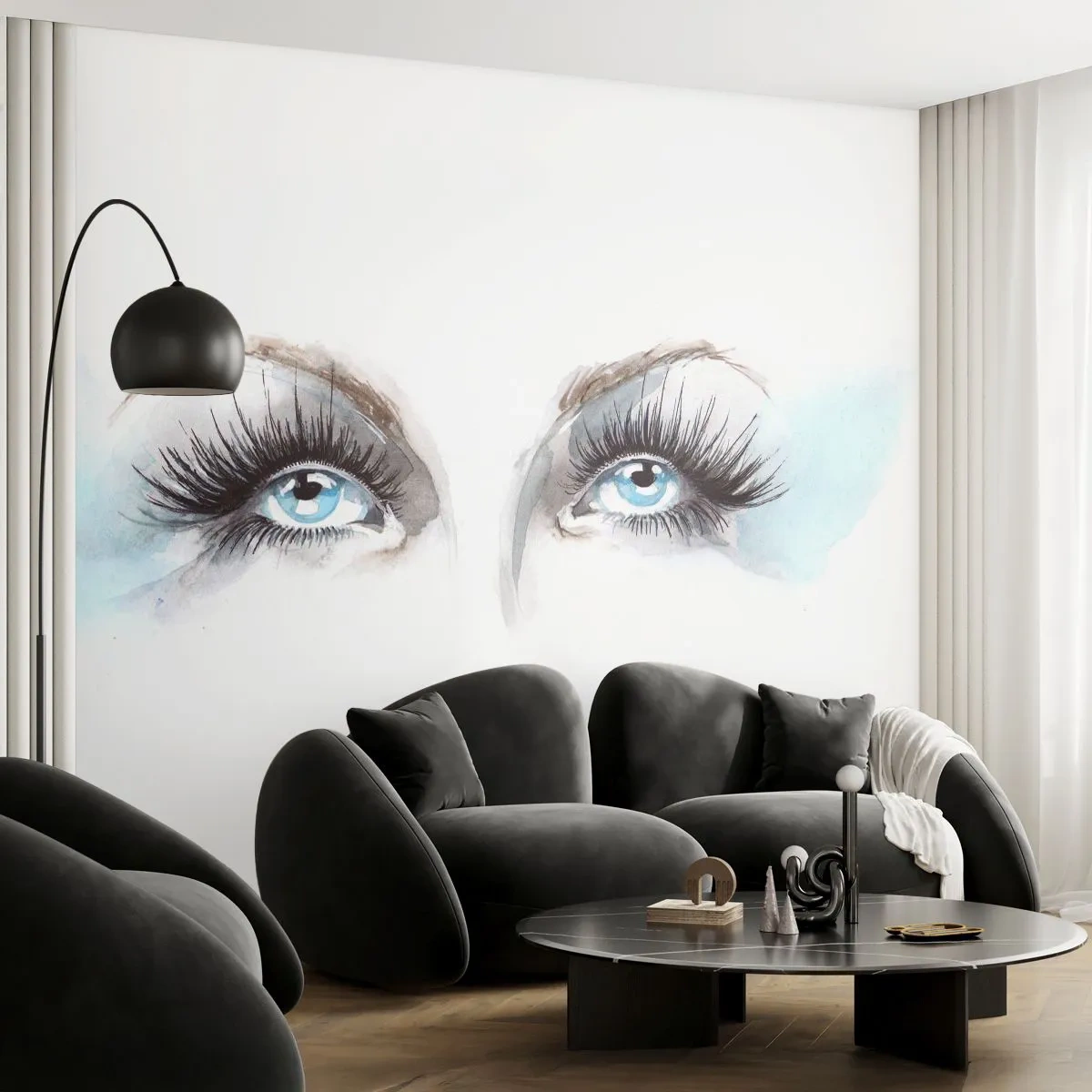 Zelfklevend Fotobehang Deluxe Sticker - Ogen van een engel - Het gezicht van de vrouw, Vrouwelijke ogen, Deel - 250x175 cm