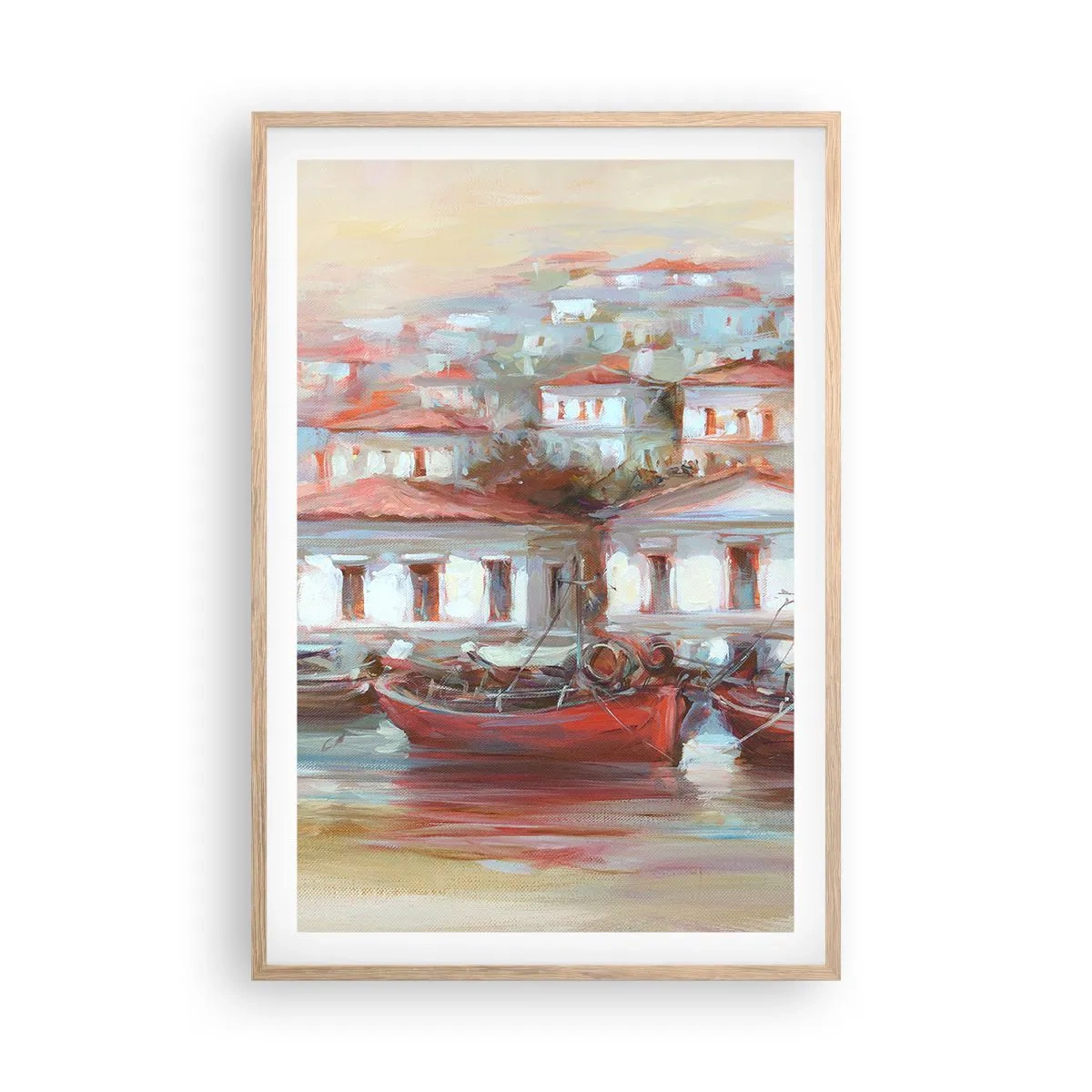 Een poster in een licht eiken lijst - Gelukkige stad - 61x91 cm