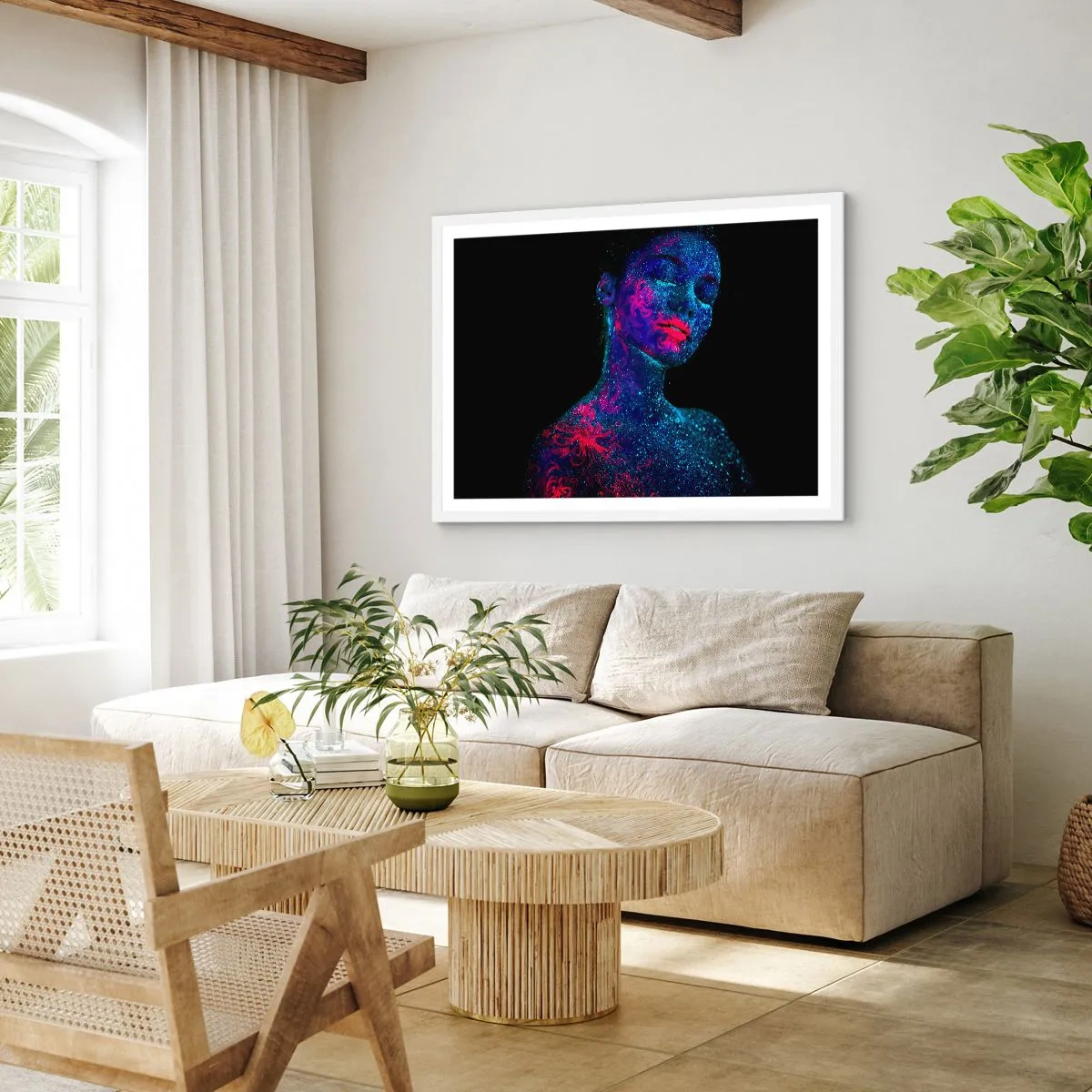 Poster in een witte lijst - in sterrenstof - 91x61 cm