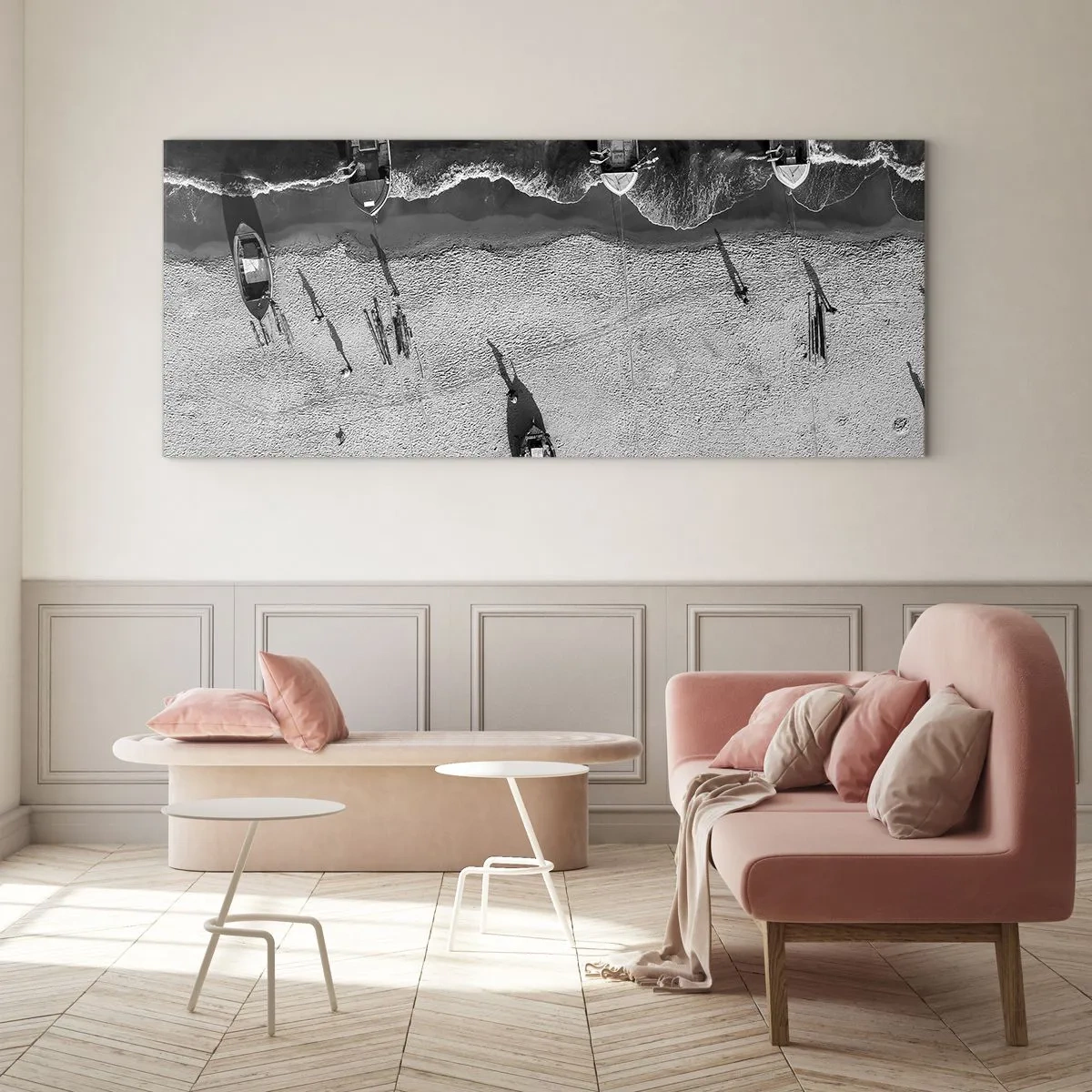 Schilderen op glas - Nog steeds aan de oever… - 100x40 cm