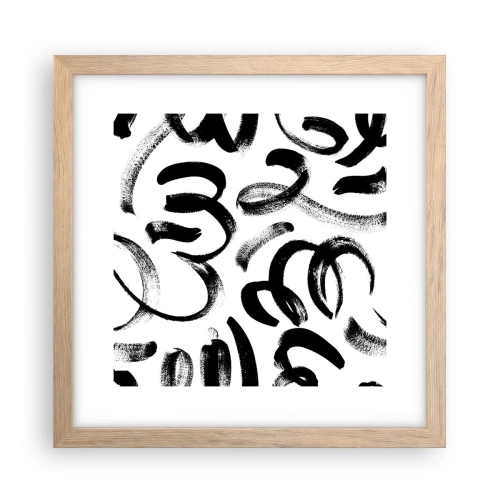 Een poster in een licht eiken lijst - Zwart op wit - 30x30 cm