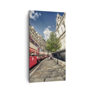 Schilderen op canvas - Londense straat in grijs en rood - 45x80 cm