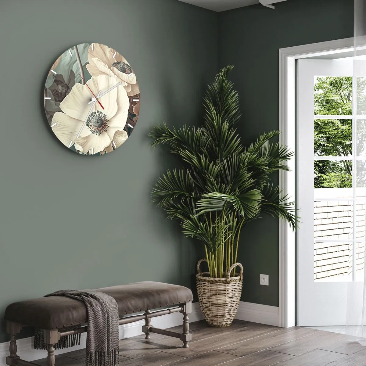 Wandklok - Klok - Het gefluister van klaprozen - 30x30 cm